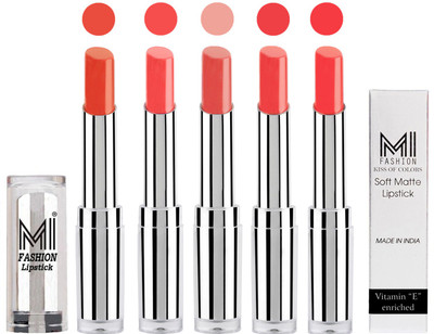 

MI Fashion Pout-Perfect Creamy Matte Lipstick Set in 5 Vibrant Colours(Brick Red,Peach Crush,Mauve,Pouty Pink,Pink Wink)