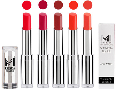 

MI Fashion Pout-Perfect Creamy Matte Lipstick Set in 5 Vibrant Colours(Reddish Orange,Dark Magenta,Brown Sugar,Orange Crush,Coral Glamour)