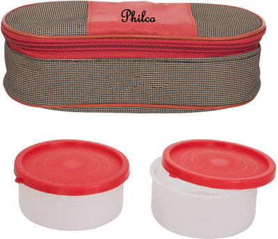 

Philco Royal Red - Brown Lunchbox-2Plastic Container 2 Containers Lunch Box(650 ml), Multicolor