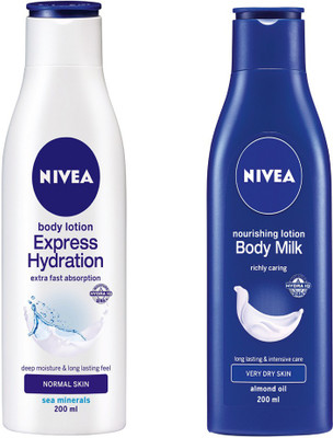 

Nivea EXPRESS HYDRATION BODY LOTION 200 ML + BODY MILK NOURISHING BODY LOTION 200 ML(200 ml)