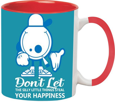 

Ashvah Happiness Ceramic Mug(350 ml), Multicolor