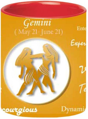

Ashvah Gemini Zodiac Sign Ceramic Mug(350 ml), Multicolor