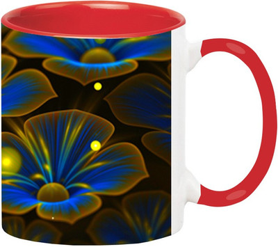 

Ashvah HD Flowers Ceramic Mug(350 ml), Red