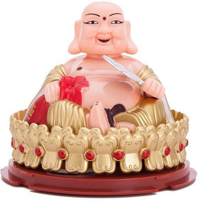 

Gooddeals Solar powered bobblehead fan waving Goodluck Laughing Buddha car home decor Decorative Showpiece - 10 cm(Polypropylene, Multicolor)