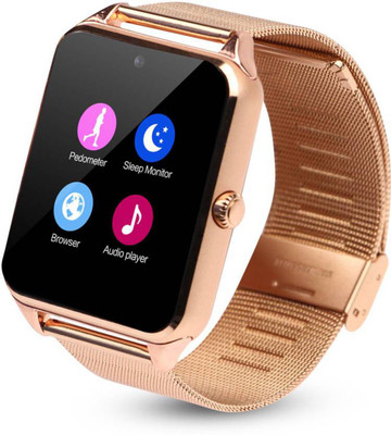 

HealthMax MD Z60 Compatible with Acer Liquid E3 Mobiles Golden Smartwatch(Gold Strap Free Size)
