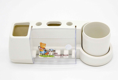

SHAFIRE Plastic Bathroom Toothpaste and Toothbrush Holder,Beige Toothbrush Case
