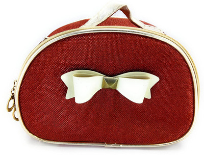 

magnas Magnas™ - Red Sparkling Shiny Cosmetic Bag Travel Bag Toiletry Bag with Bow Travel Toiletry Kit(Red)