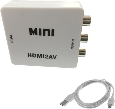 

LipiWorld TV-out Cable Mini Portable 1080P HDMI to 3RCA Audio Video AV CVBS HD TV Converter- HDMI to AV 1080p(White, For DVD)