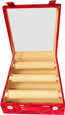 Afrose 3 Roll Rod Wodden Velvet Bangles Box With Clear Plastic Box Vanity Box(Maroon) Afrose 3 Roll Rod Wodden Velvet Bangles Box With Clear Plastic Box Vanity Box(Maroon)