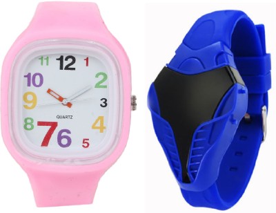 sooms blue COBRA DIGITAL LED BOYS WATCH WITH ligth pink strap BIG SIZE DIAL ANALOG UNISEX Watch  - For Boys   Watches  (Sooms)