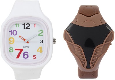SOOMS BROWN COBRA DIGITAL LED BOYS WATCH WITH WHITE STRAP BIG SIZE DIAL ANALOG UNISEX Watch  - For Boys   Watches  (Sooms)