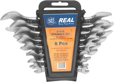 REALstf Real-DOE-8PCS-TR Real Heavy Duty Double Open End(D.O.E) 8 Pcs. Set with hanging tray Double Sided Open End Wrench(Pack of 8)