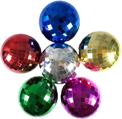 

DUS10 Christmas Xmas Tree Decorative Multicolor Shined Plastic Disco Balls/Christmas Tree unique Design Creative Hanging Ornaments Balls (Medium Size, 9 CM Dia, With Threads) - pack of 6 Balls Hanging Ornaments Pack of 6