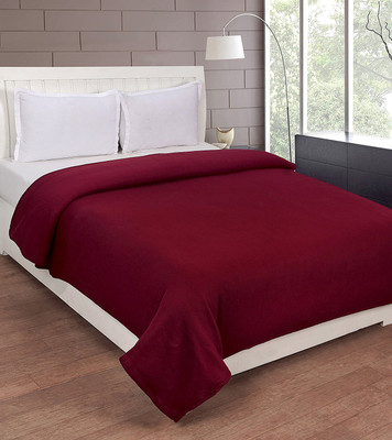 selective Solid Single Fleece Blanket for  AC Room(Polyester, Maroon)