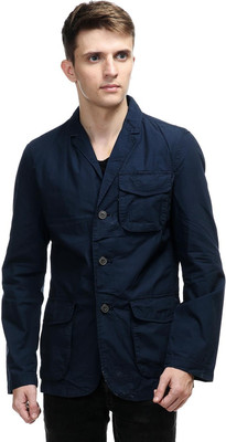 Kotty Solid Single Breasted Casual Men's Blazer(Dark Blue) available at flipkart for Rs.1299