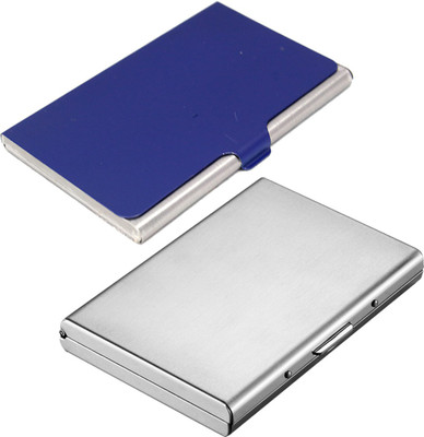 

Stealodeal Silver High Quality Metal With Blue Stainless Steel 6 Card Holder(Set of 2, Silver, Blue)