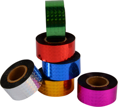 

Spick Global Colorful Tape Tape Self Adhesive (Manual)(Set of 18, Red, Silver, Green, Golden, Pink, Blue)