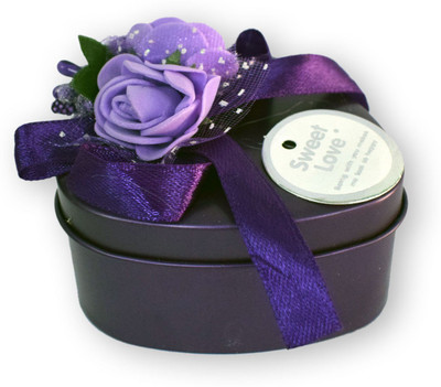 

SHOPHILLS Premium Plain Tin Boxes Heart with Ribbon (Pack of 6, Purple) Coin Bank(Purple)