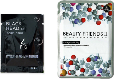 

Beauty Friends MJ Care Collagen Essence Mask with Blackhead/Whitehead Removing charcoal liquid gel(Set of 2)