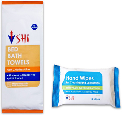 

SHI BED BATH TOWEL WITH HAND SANITIZING WIPES(Set of 25)