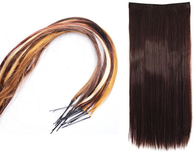 

Kabello Synthetic Hair Extensions For Women With 12 Highlighter Pins For Women & Girls Hairpieces(Set of 13)