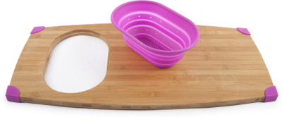 

Core Crn Grip Over the Sink Cutting Board Bamboo Cutting Board(Multicolor)