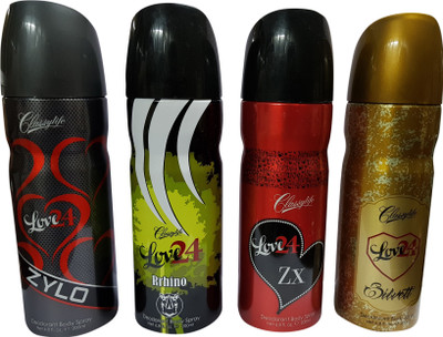 

Love 24 Mixed Deodorant Spray - For Men(400 ml, Pack of 4)