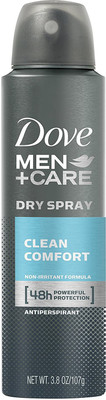 

Dove Men+Care Dry Spray Antiperspirant, Clean Comfort 3.8 oz Deodorant Spray - For Men(107 g)