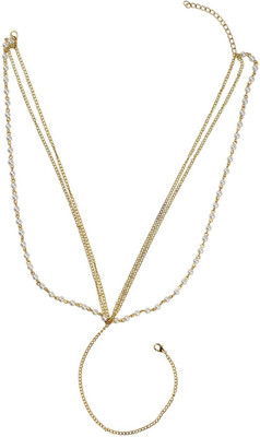 

FAYON Designer Modern Golden Chains and Pearl string Hair Chain(Gold)