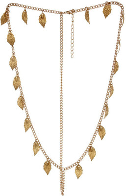 FAYON Funky Fashion Golden Leaves Hair Chain(Gold)