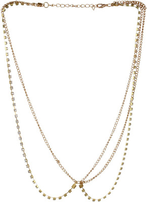 

FAYON Weekend Party Golden and Crystal Strings Hair Chain(Gold)