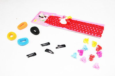

Wonder Star Combo of 4 hair accessories for Daily/Party use Tic Tac Clip, Hair Clip, Rubber Band, Hair Claw(Multicolor)
