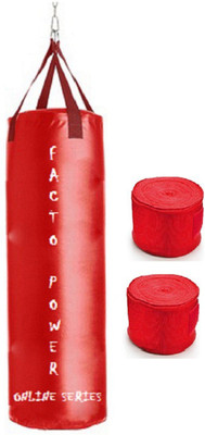 

Facto Power ONLINE SERIES 3.0 FEET LONG, SRF MATERIAL,RED COLOR, UNFILLED WITH HANGING STRAPS, 9 FEET LONG RED COLOR HAND WRAPS Boxing Kit