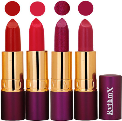 

Rythmx Red,Birght Mazanta,Shimmer Mazanta,Purple Long Lasting Lisptick Set(Red,Birght Mazanta,Shimmer Mazanta,Purple)