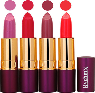 

Rythmx Purple,Royal Pink,Mauvish Purple,Orangish Red Long Lasting Lisptick Set(Purple,Royal Pink,Mauvish Purple,Orangish Red)