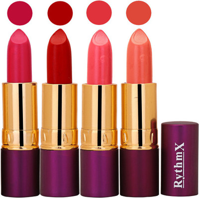 

Rythmx Coral Pink,Redish Red,Neon Pink,Peach Long Lasting Lisptick Set(Coral Pink,Redish Red,Neon Pink,Peach)