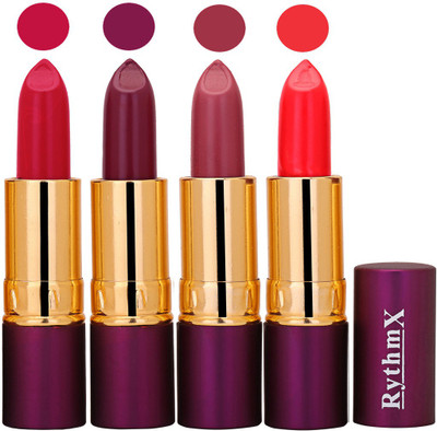 

Rythmx Mazanta,Plum,Mauvish Purple,Frosty Red Long Lasting Lisptick Set(Mazanta,Plum,Mauvish Purple,Frosty Red)