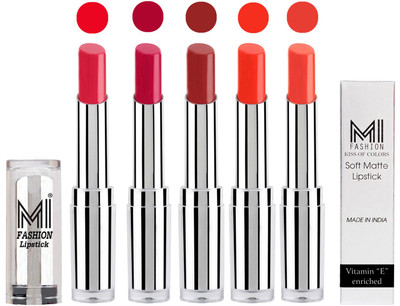 

MI Fashion Pout-Perfect Creamy Matte Lipstick Set in 5 Vibrant Colours(Mauve,Dark Magenta,Brown Sugar,Orange Crush,Coral Glamour)