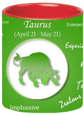 

Ashvah Taurus Zodiac Sign Ceramic Mug(350 ml), Red
