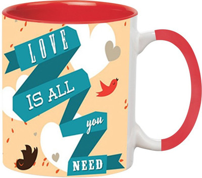 

Ashvah Love Your Need Ceramic Mug(350 ml), Red