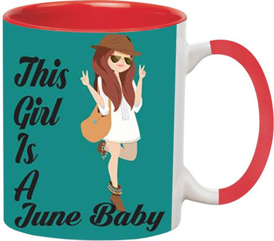 

Ashvah Born in June Baby Ceramic Mug(350 ml), Red