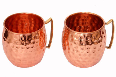 

Healthy Copper By CCC Mug Copper Mug(500 ml, Pack of 2), Gold