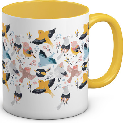 

OyeHoe Hey Birdy Birdy Boo Coffee Ceramic Mug(300 ml), Yellow