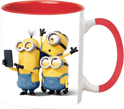 

Ashvah Minions Selfy 185 Ceramic Mug(350 ml), Red