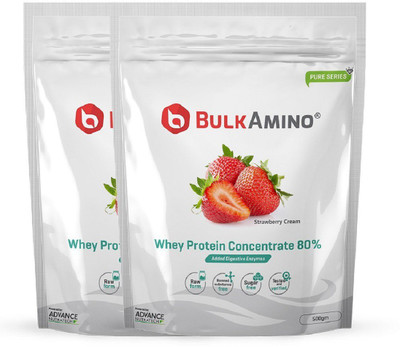 

Advance Nutratech Whey Protein Concentrate 80 % Raw Protein 500gm Strawberry Supplement Powder(pack of 2)1 kg with 16 Servings. Protein Blends(1 kg, Strawberry)