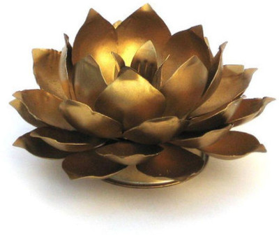 

Angels Store Wax Tea Light Lotus Decorative Showpiece - 10 cm(Alloy, Gold)