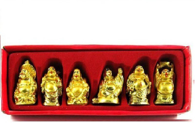 

GIRISH AND SON Feng Shui Laughing Buddha Set of 6 Pieces Showpiece - 7 cm (Polyresin, Multicolor) Decorative Showpiece - 7 cm(Polyresin, Gold)