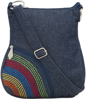 

Pickpocket Women Casual Blue Canvas Sling Bag