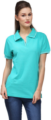 

Scott International Solid Women' Polo Neck Green T-Shirt, Electric green