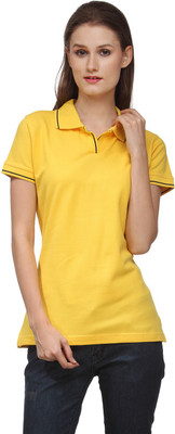 

Scott International Solid Women's Polo Neck Yellow T-Shirt